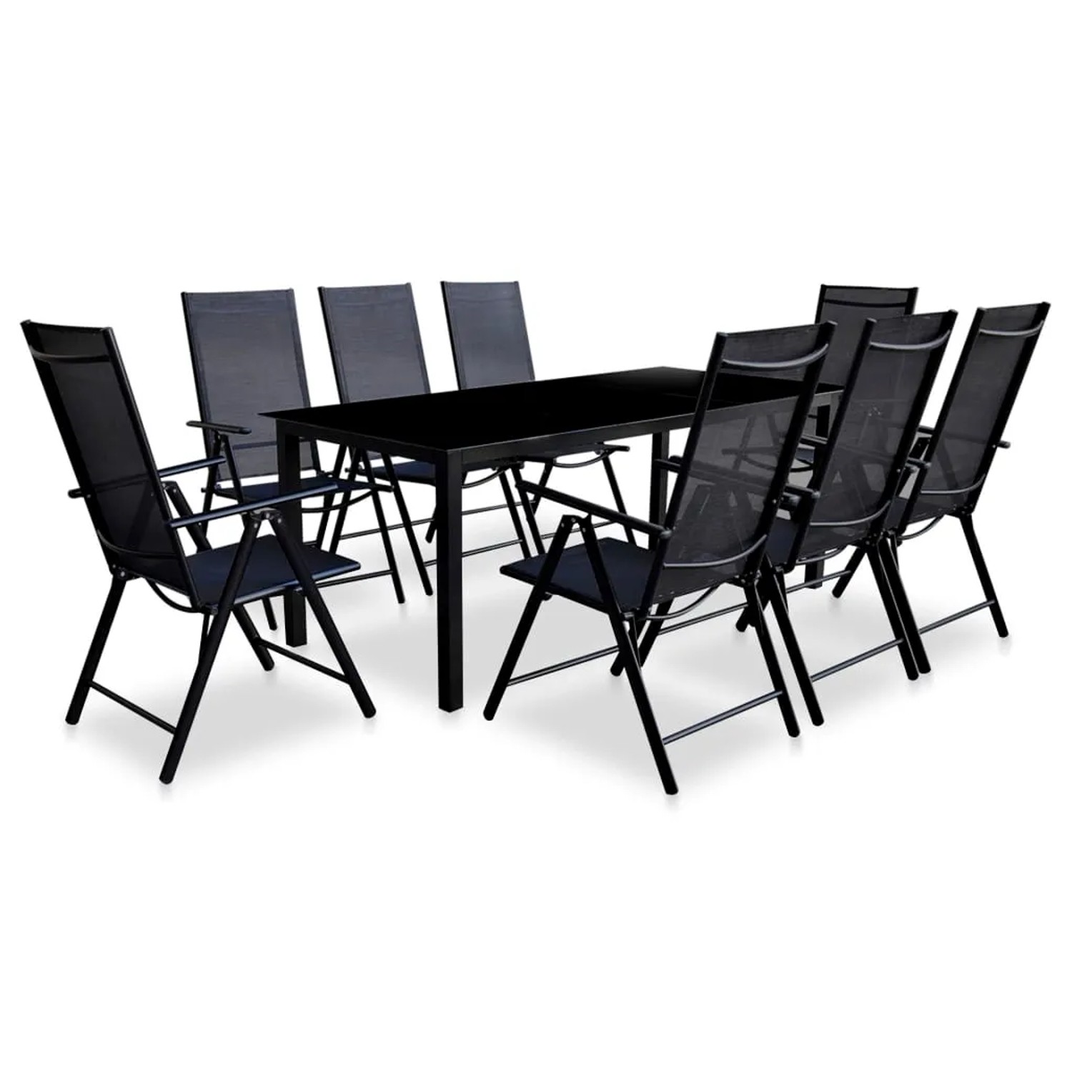 vidaXL 9-Tlg Garten-Essgruppe Klappbar Aluminium Schwarz 43382