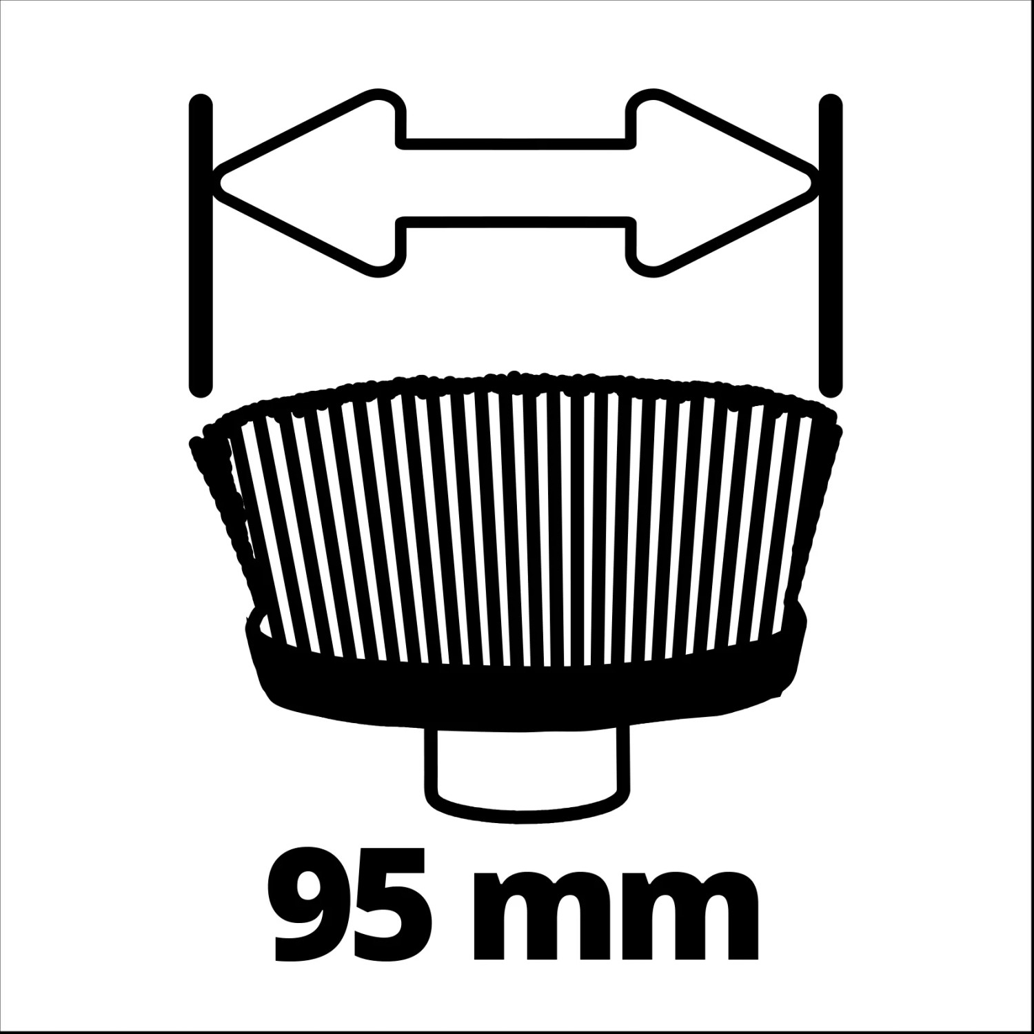 Skizze der Einhell Bürste Ultra 95/25 für Picobella, Frontansicht, Maße 95mm.
