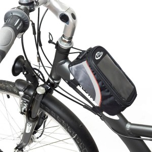 Tectake Fahrradtasche am Fahrradrahmen, wasserabweisend, schwarz, grau, rot.