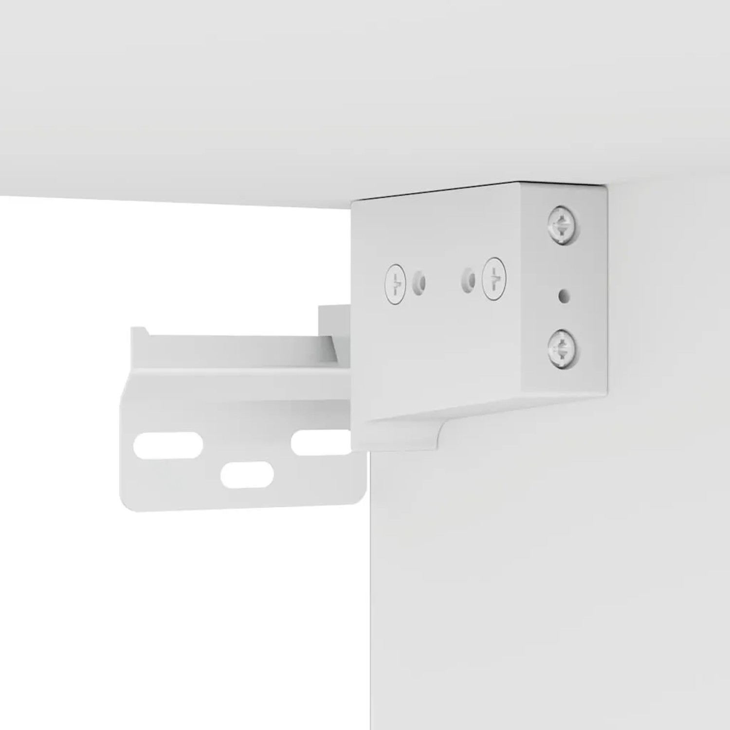 Nahaufnahme der weißen Wandbefestigung für den vidaXL Schuhschrank aus Holzwerkstoff.