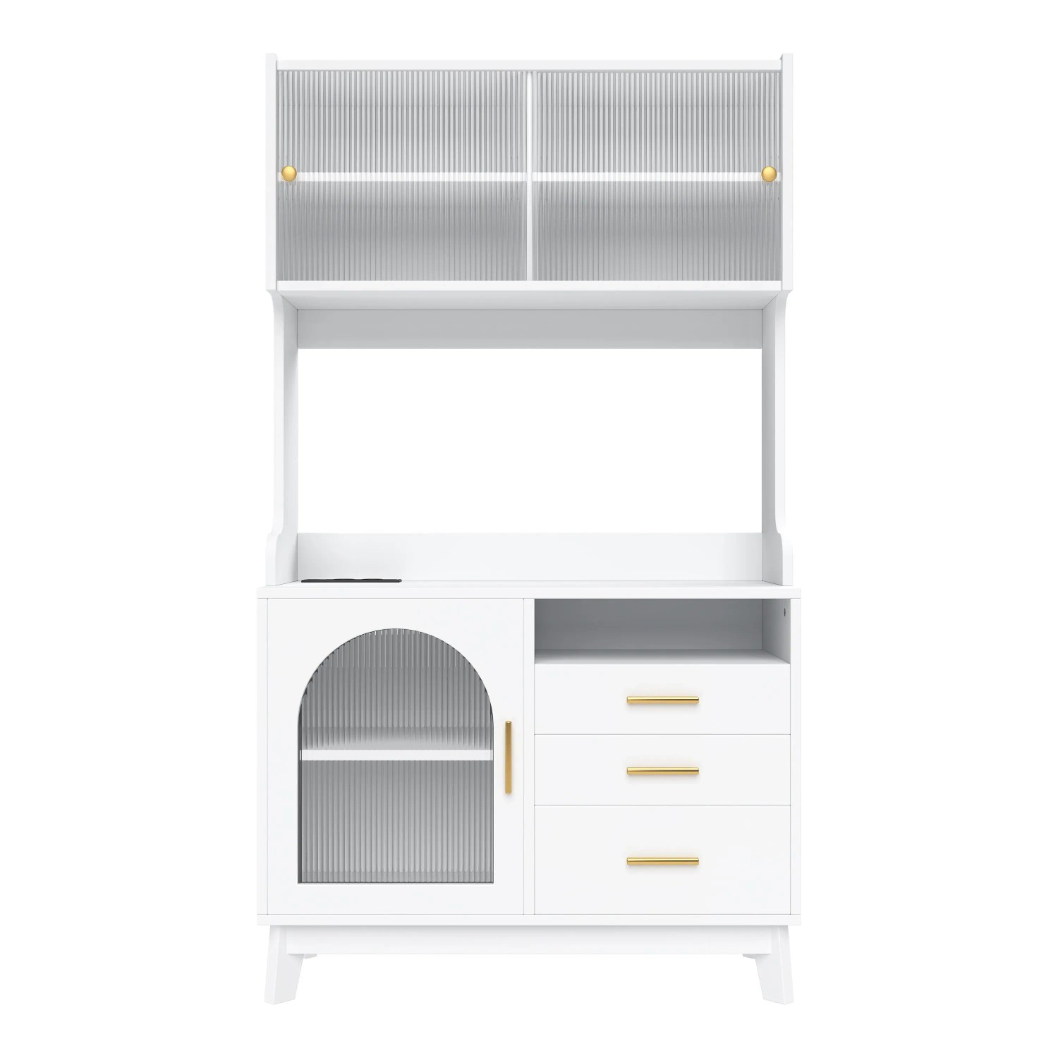 Merax Buffetschrank 100 5x40x178 cm mit Steckdose USB C Stauraum Weiß
