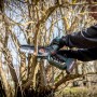 metabo Akku-Gehölzsäge MS 18 LTX 15 beim Rückschnitt von Ästen.