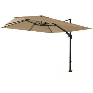 Siena Garden Ampelschirm, 300x300 cm, Taupe, mit Kurbel. Quadratischer Sonnenschirm für Garten und Balkon.