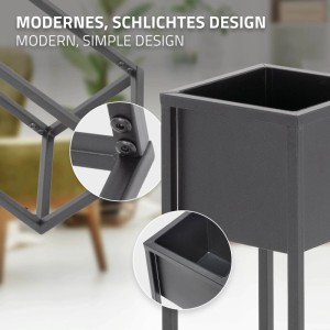 ML-Design Blumenständer 2er Set, schwarz, Metall, Detailansicht von Verbindungen und Topf.