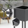 ML-Design Blumenständer 2er Set, schwarz, Metall, Detailansicht von Verbindungen und Topf.