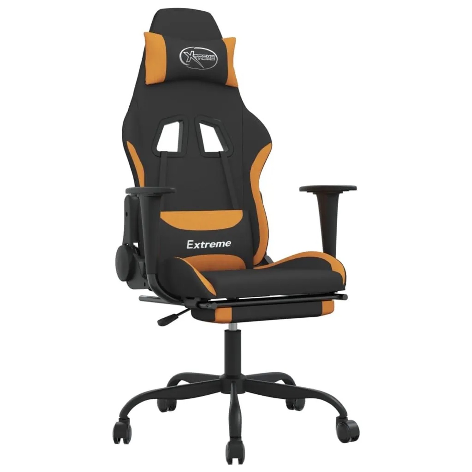 vidaXL Gaming-Stuhl mit Fußstütze Schwarz und Orange Stoff 3143727