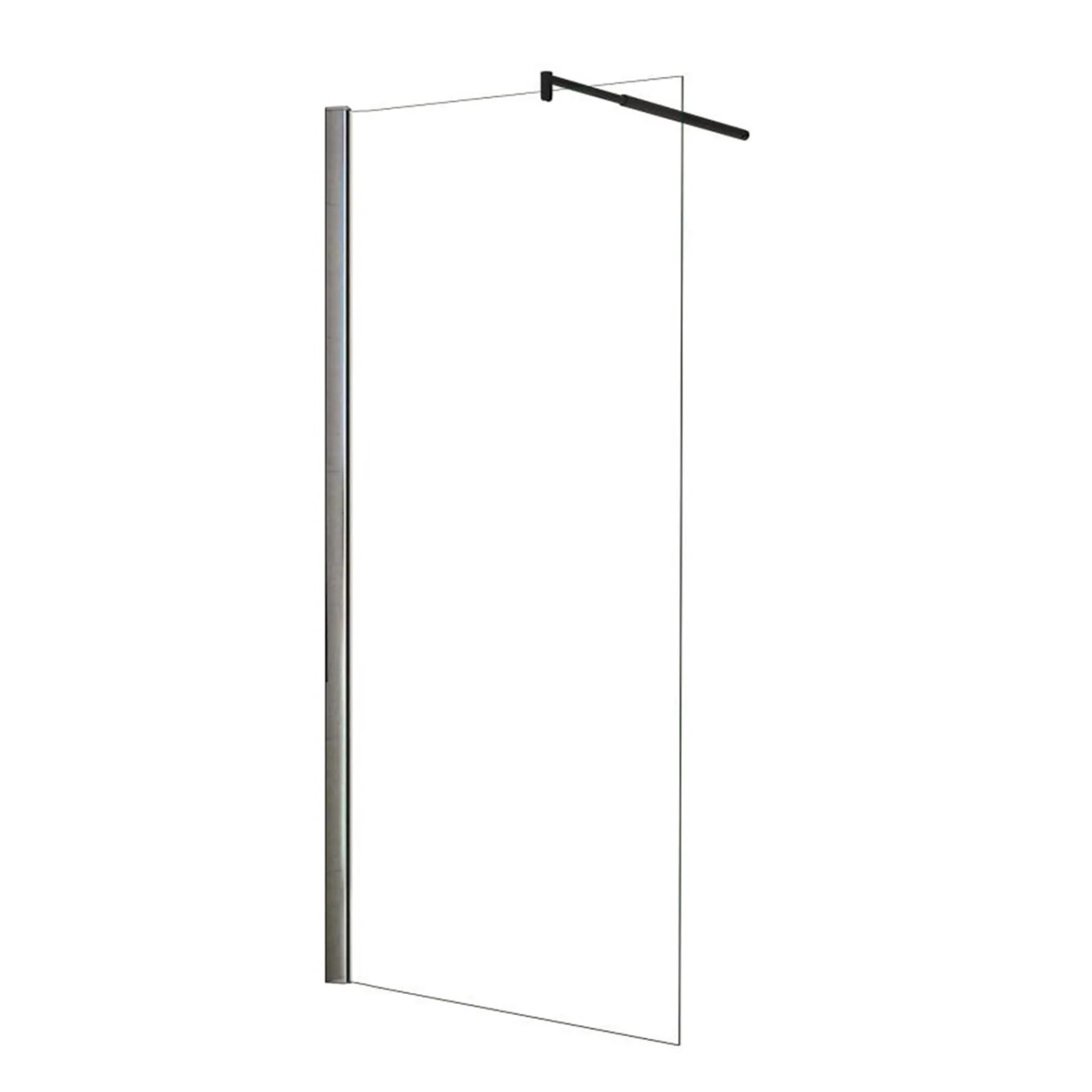 AICA Schwarz Walk In Dusche 80 x 195cm Duschwand Mit Stabilisator 6mm NANO ESG Duschabtrennung Duschtrennwand F123B