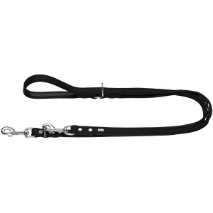 Schwarze, verstellbare Hunter Führleine Basic (Ø 18 mm x 2 m) aus robustem Material.