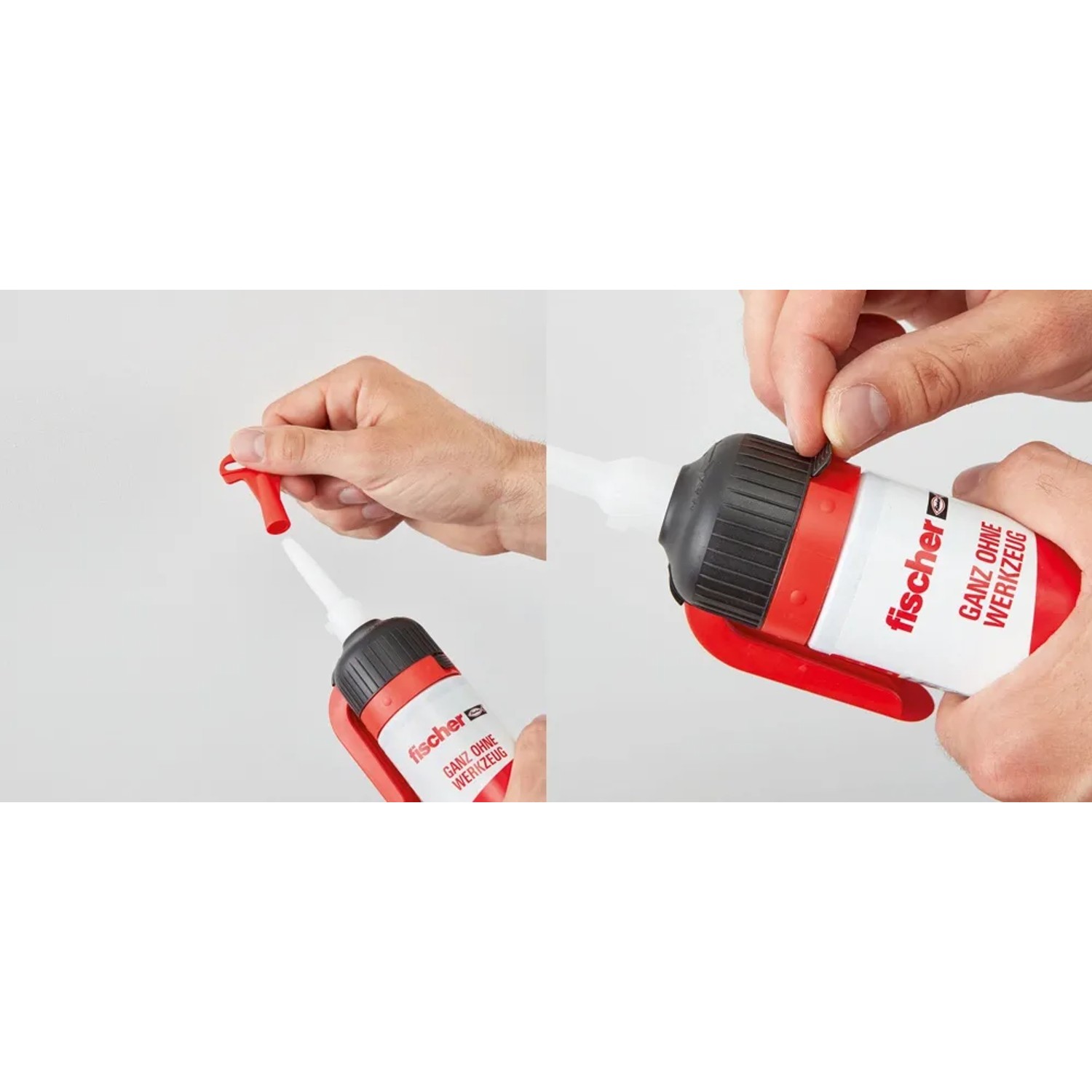 Fischer Dicht Kleber 200ml Kartusche mit Anwendungsbeispiel.