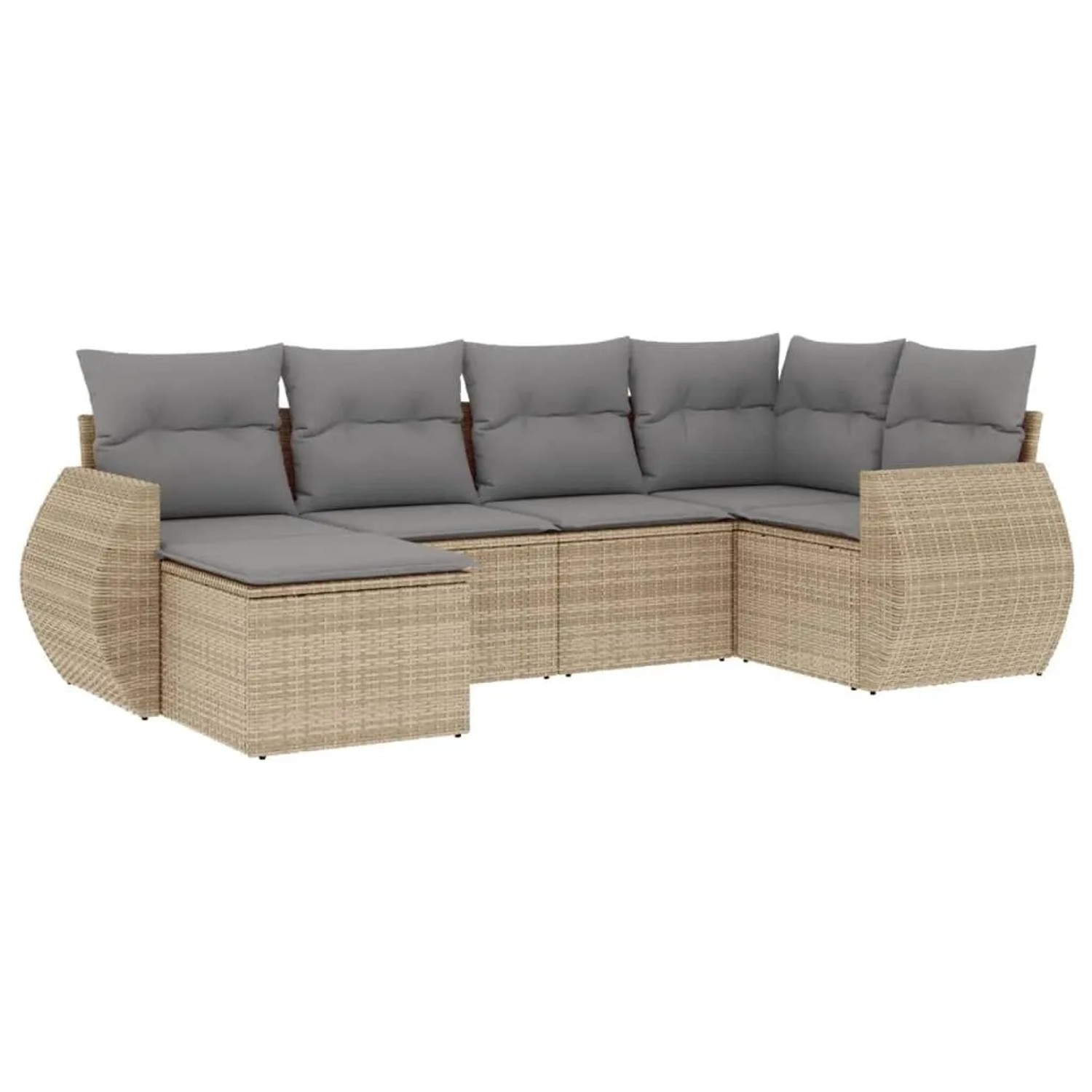vidaXL 6-Tlg Garten-Sofagarnitur mit Kissen Beige Poly Rattan 3221658