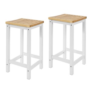 SoBuy 2er Set Esszimmerstuhl Küchenstuhl Barhocker Massivholz 35x61x35cm Weißnatur FST29-WNx2