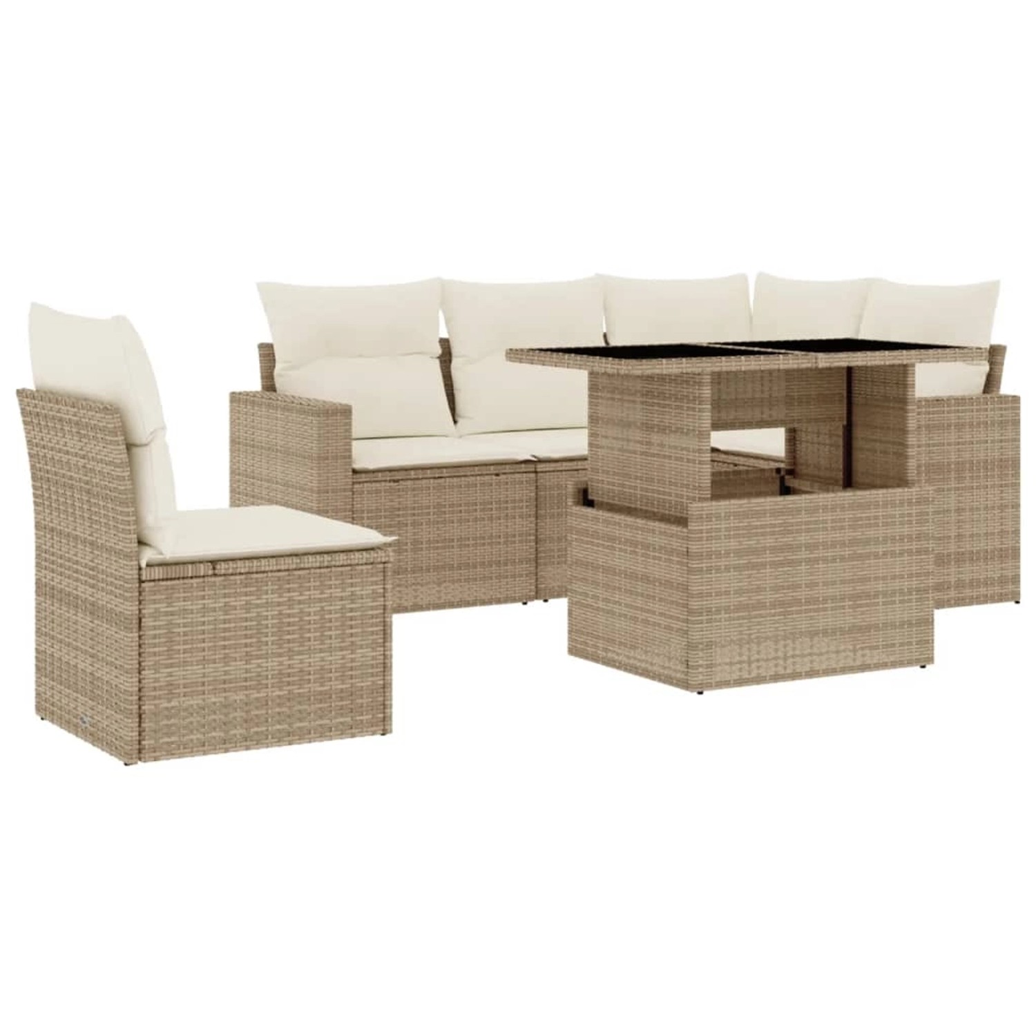 vidaXL 6-Tlg Garten-Sofagarnitur mit Kissen Beige Poly Rattan 3267278 günstig online kaufen