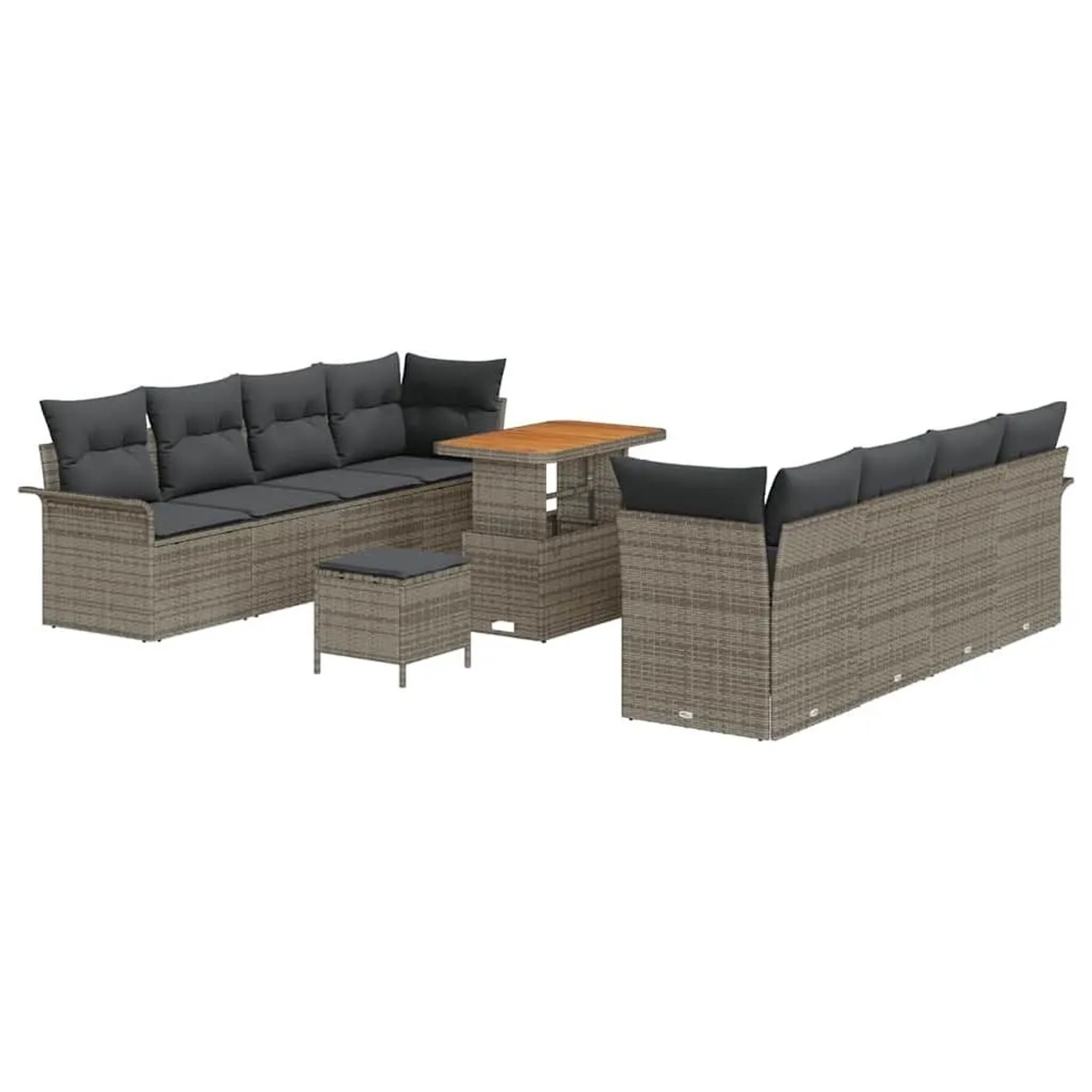 vidaXL Garten-Sofa-Set mit Kissen mit Speicher 11-Tlg Grau 3364063
