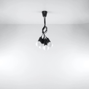 Schwarze Sollux Lighting Hängeleuchte Diego 5 mit fünf Leuchten für Lampen & Leuchten.