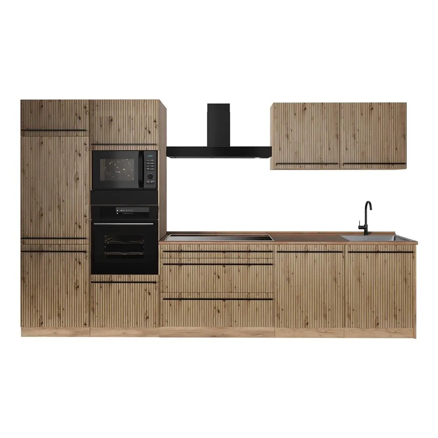 Vicco Küchenzeile R-Line Artisan-Eiche/Goldkraft Eiche 340 x 207 Arbeitsplatte Goldkraft Eiche Art Nr 67338