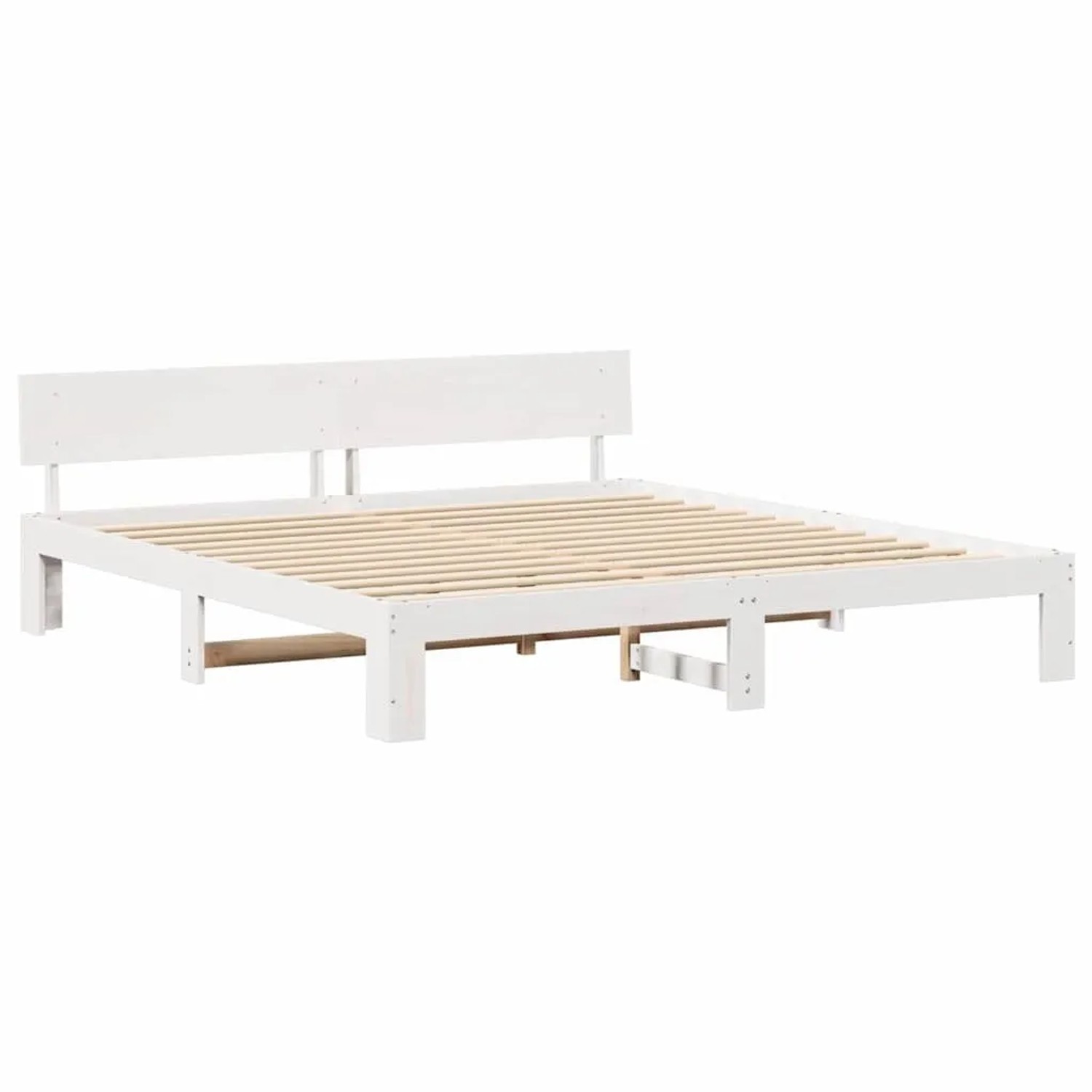 vidaXL Bettrahmen mit Kopfteil Weiß 180 x 200 cm Massives Kiefernholz 872642