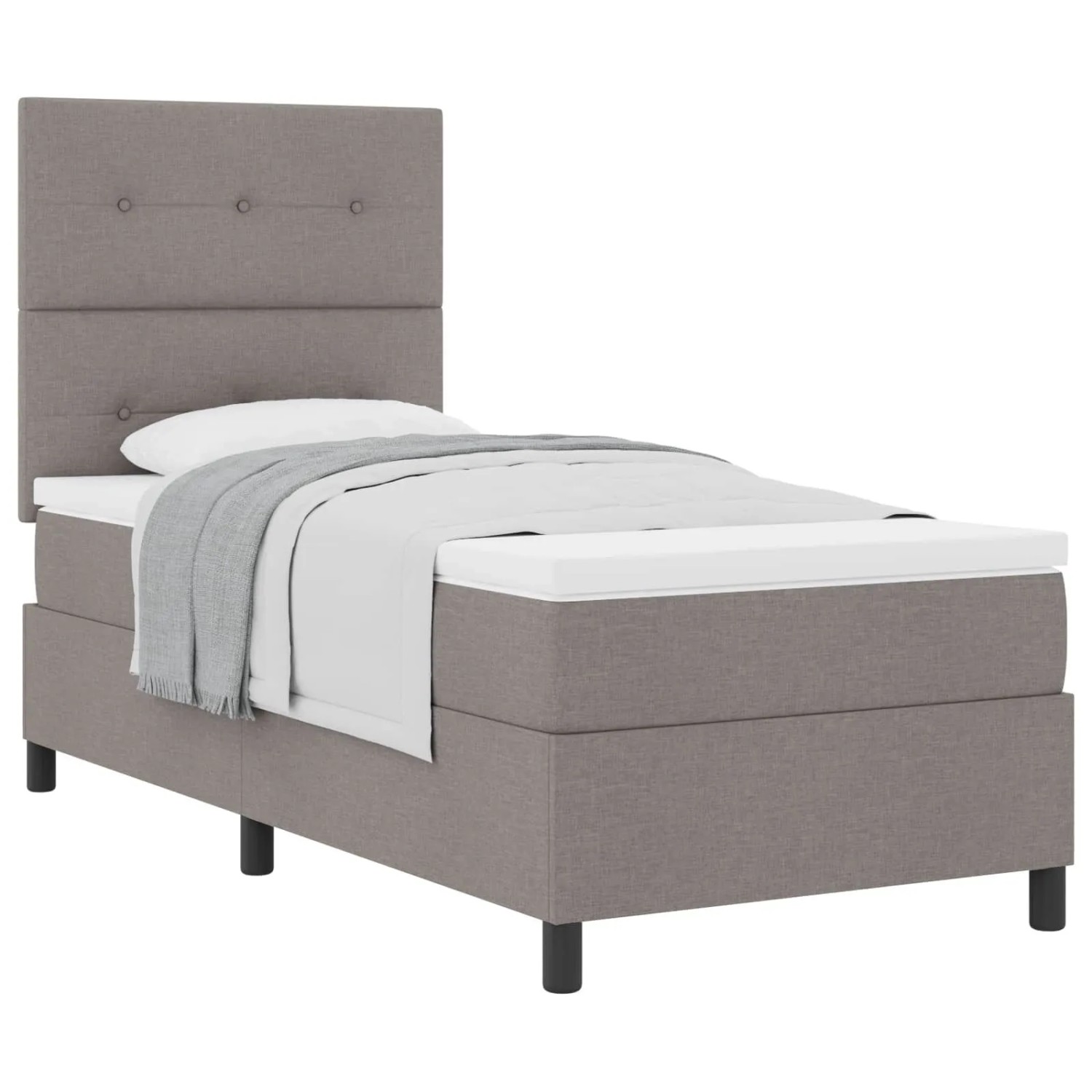 vidaXL Boxspringbett mit Matratze mit Kopfteil Taupe 90 x 190 cm Stoff 3339354