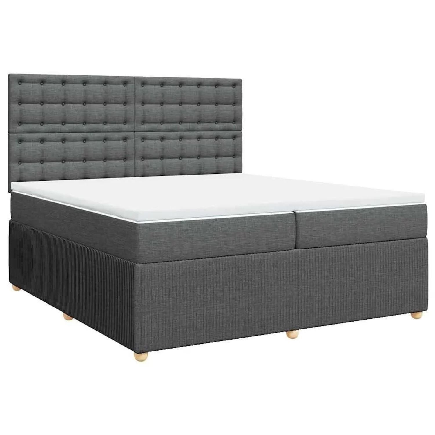 vidaXL Boxspringbett mit Matratze Dunkelgrau 200x200 cm Stoff 3294478