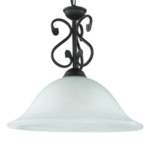 EASYLIGHT Pendelleuchte Metall Glas Ø 40 cm E27 Schwarz Weiß Landhaus Rustikal