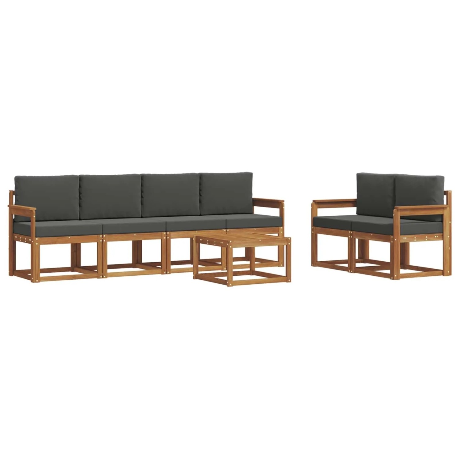 vidaXL Outdoor-Sofagarnitur mit Kissen 7 Stk Natur und Anthrazit 3366035