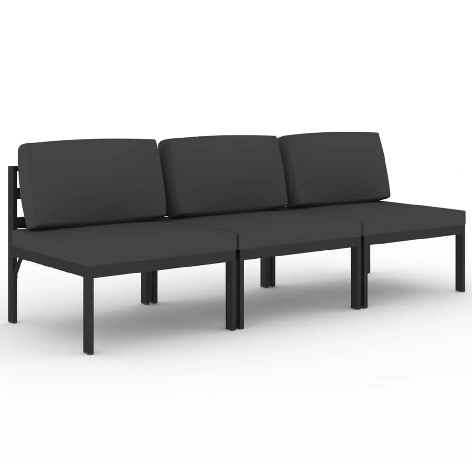 vidaXL Gartensofa 3-Sitzer mit Kissen Aluminium Anthrazit