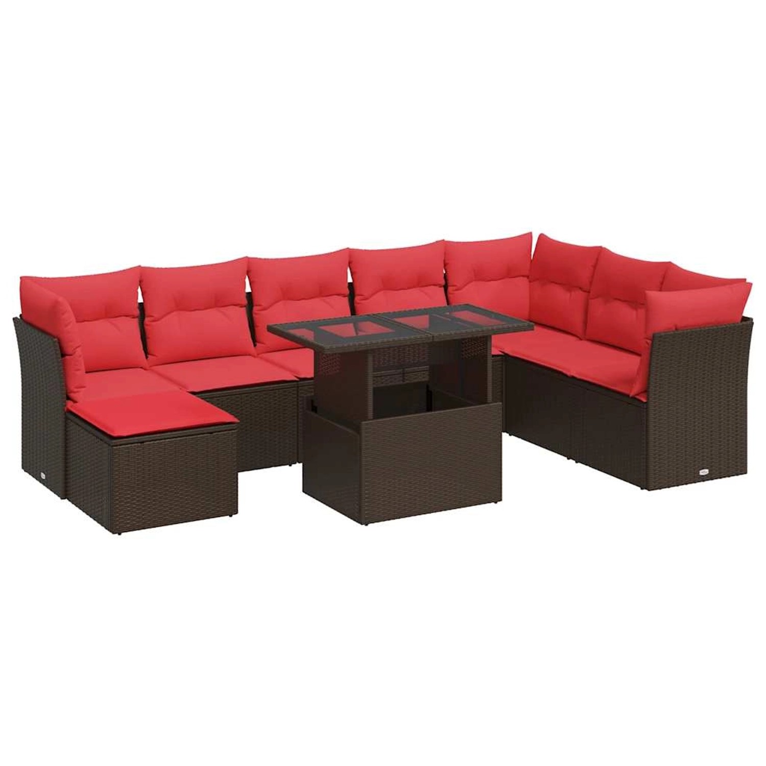 vidaXL 9-Tlg Garten-Sofagarnitur mit Kissen Braun Poly Rattan Akazie 332621 günstig online kaufen