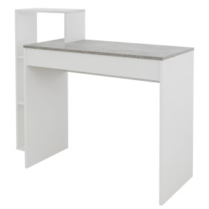 ML-Design Schreibtisch mit Regal, Beton-Optik Tischplatte, weißes Gestell, 110x72x40cm.