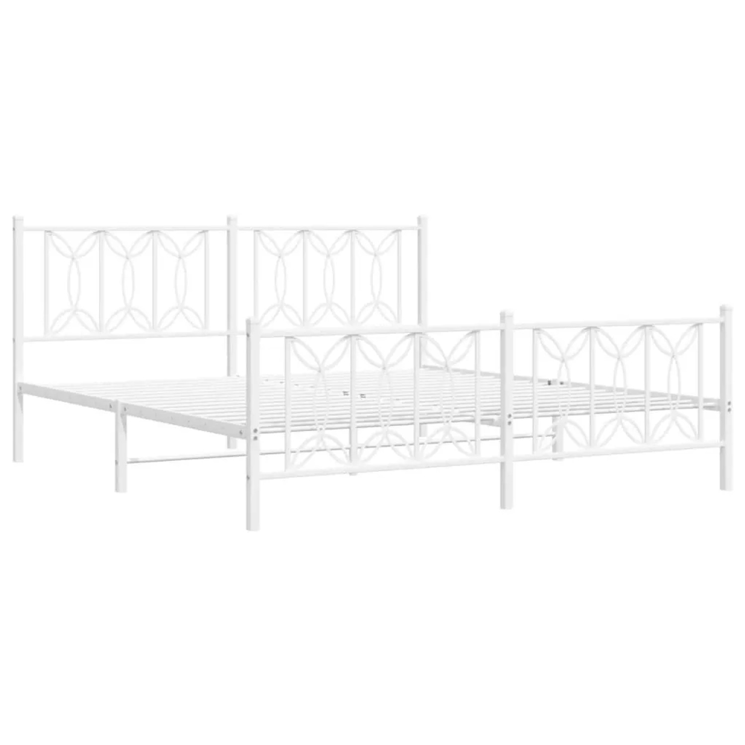 vidaXL Bettgestell mit Kopf- und Fußteil Metall Weiß 180x200 cm 376199 günstig online kaufen