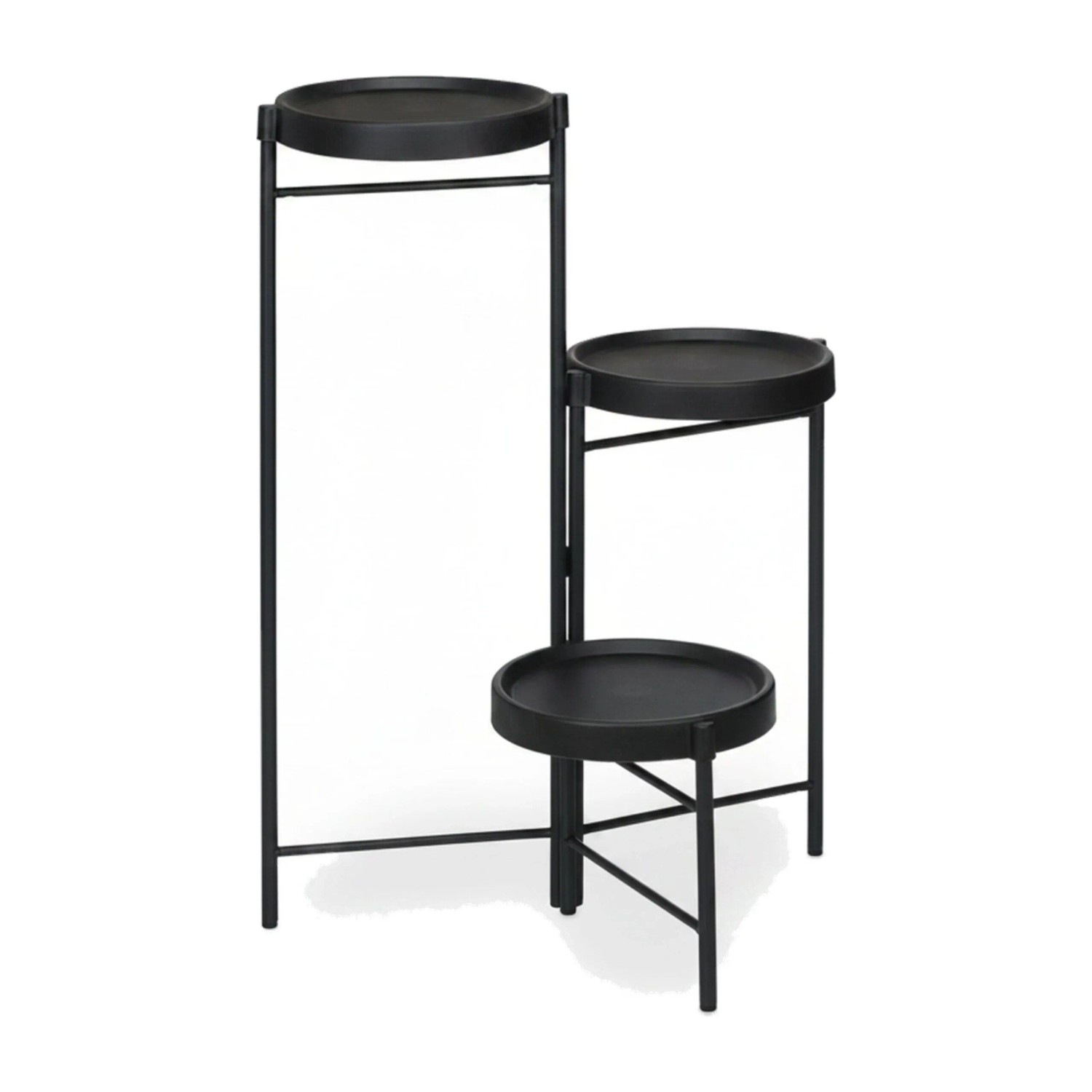 Relaxdays Blumenregal mit 3 Ablagen Stahl Kunststoff Schwarz Faltbar 65 cm x 44 cm x 44 cm 1,2 kg
