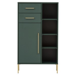 Schildmeyer Highboard Kent in Waldgrün mit goldenen Griffen und Füßen, 117cm hoch.