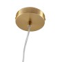 Detailaufnahme der Deckenbefestigung der Lindby Pendelleuchte Piatra in Creme und Messing.