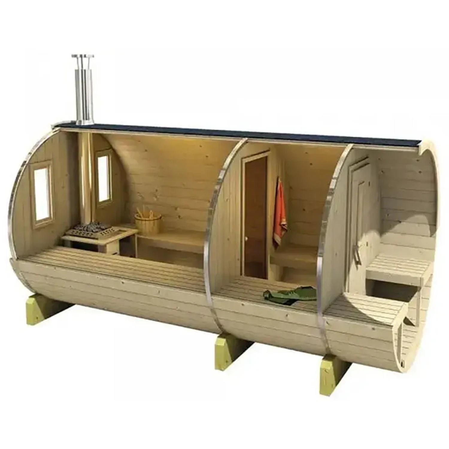 FinnTherm Fasssauna Levi 235 x 215 x 350 cm Natur