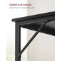Detailansicht Vasagle Computertisch im Industrie-Design, schwarze Tischplatte und stabiles Metallgestell.