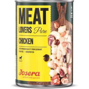 Josera Hunde-Nassfutter Meat Lovers Pure Chicken, 800g Dose mit Hühnchen für ausgewachsene Hunde.