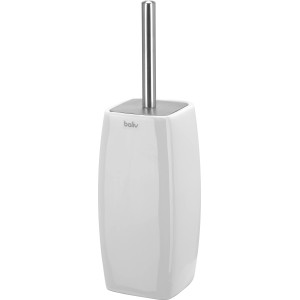 Weißer baliv WC-Bürstenhalter aus Keramik mit silbernem Griff. Badaccessoire für OBI.