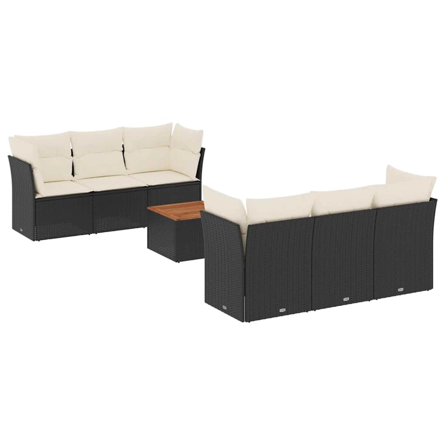 vidaXL 7-Tlg Garten-Sofagarnitur mit Kissen Schwarz Poly Rattan 3255818 günstig online kaufen