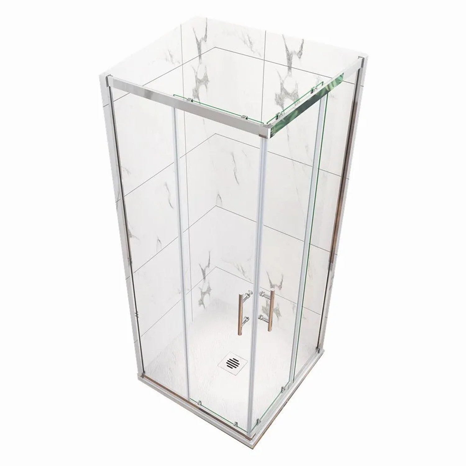 Duschparadies Duschkabinen 90 x 90 x 185cm Eckeinstieg Duschkabine Schiebetür 5mm ESG Klarglas Chrom