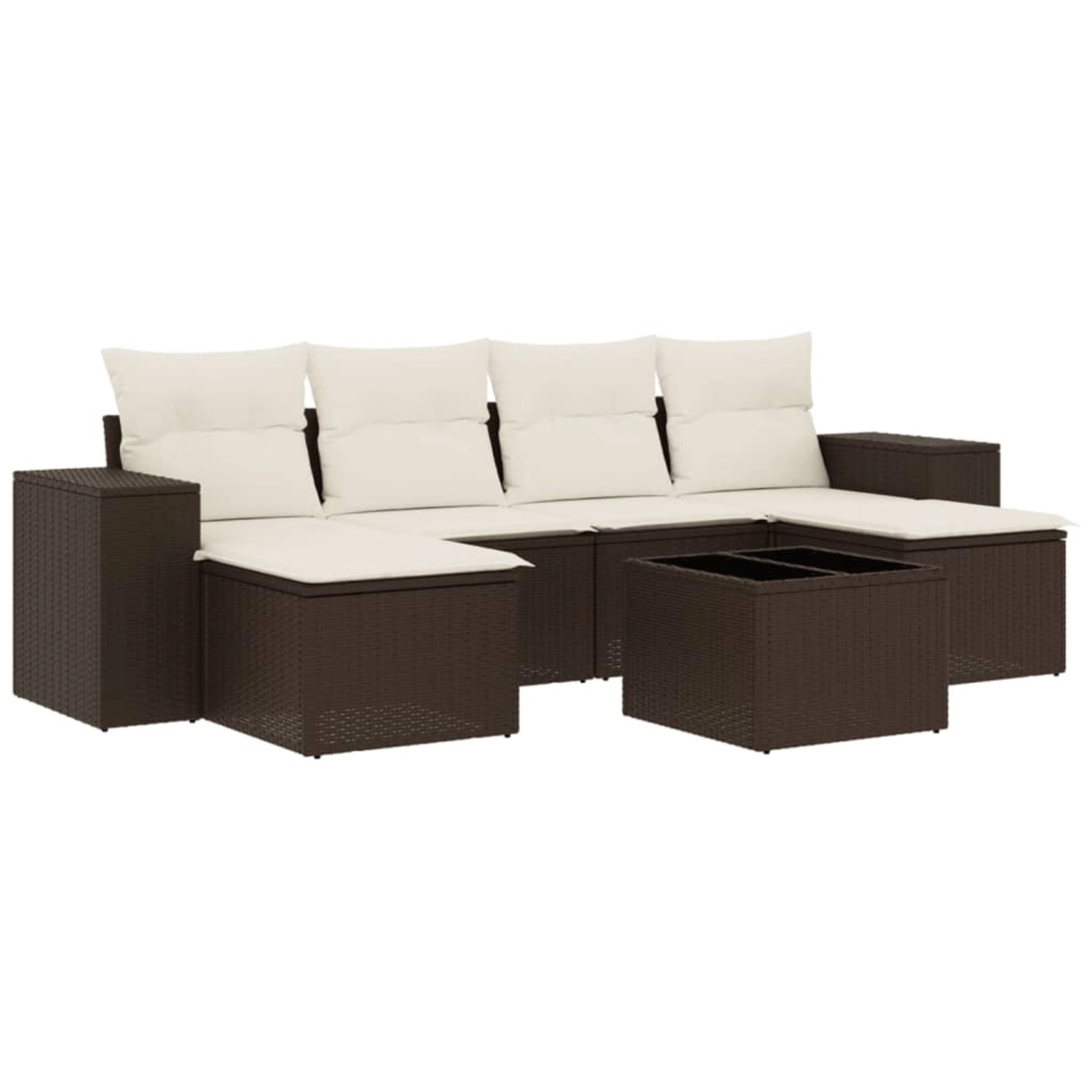 vidaXL 7-Tlg Garten-Sofagarnitur mit Kissen Braun Poly Rattan 3255270 günstig online kaufen
