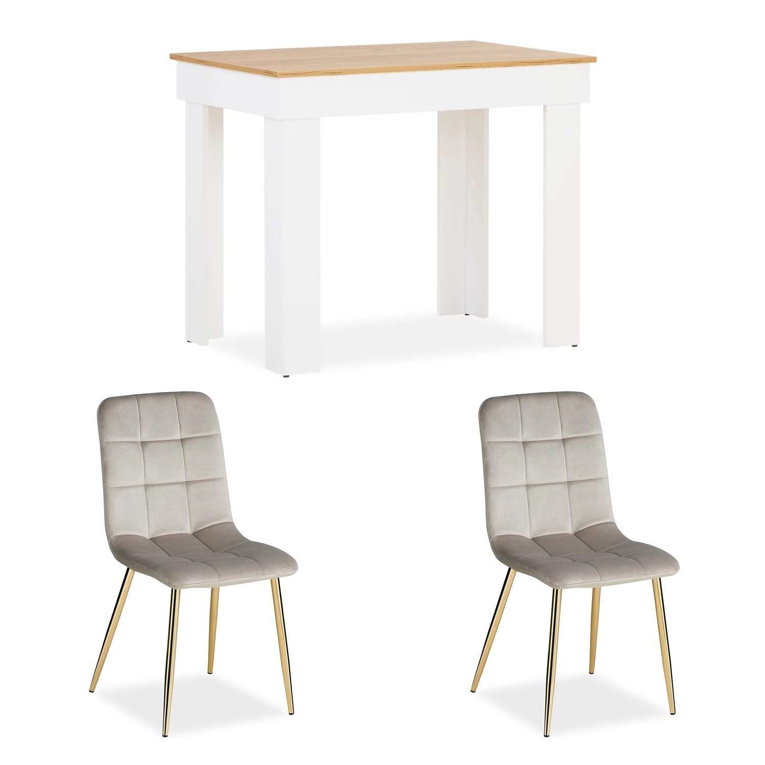 Homestyle4u Essgruppe 3-tlg mit 2 Stühlen in Weiß 2756