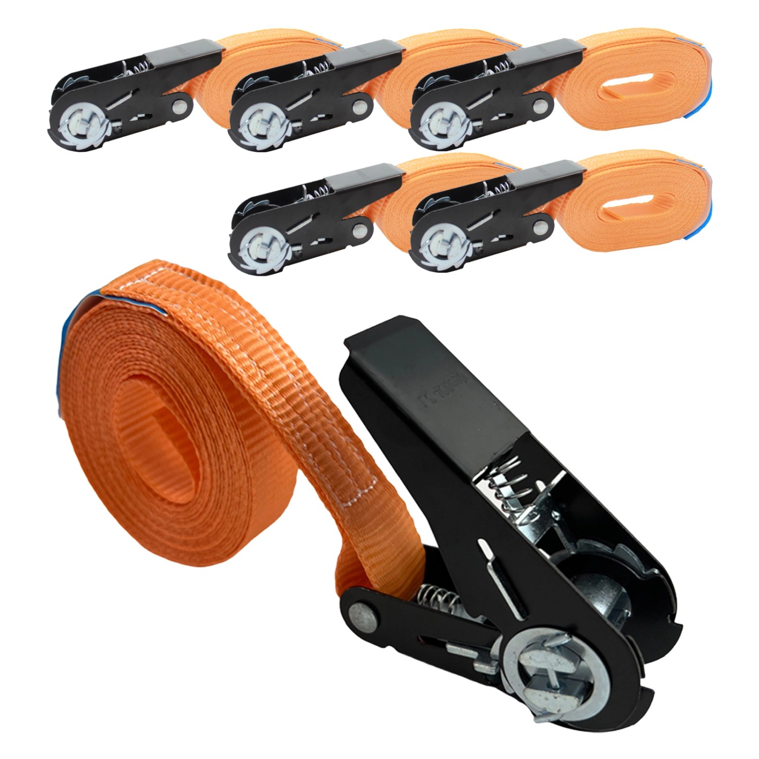 TRUTZHOLM 5x Ratschen Spanngurt 1 Teilig 4m 0,8t 800kg Schwarzes Schloss Orange