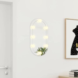 vidaXL Spiegel mit LED-Leuchten 60x30 cm Glas Oval 3102974
