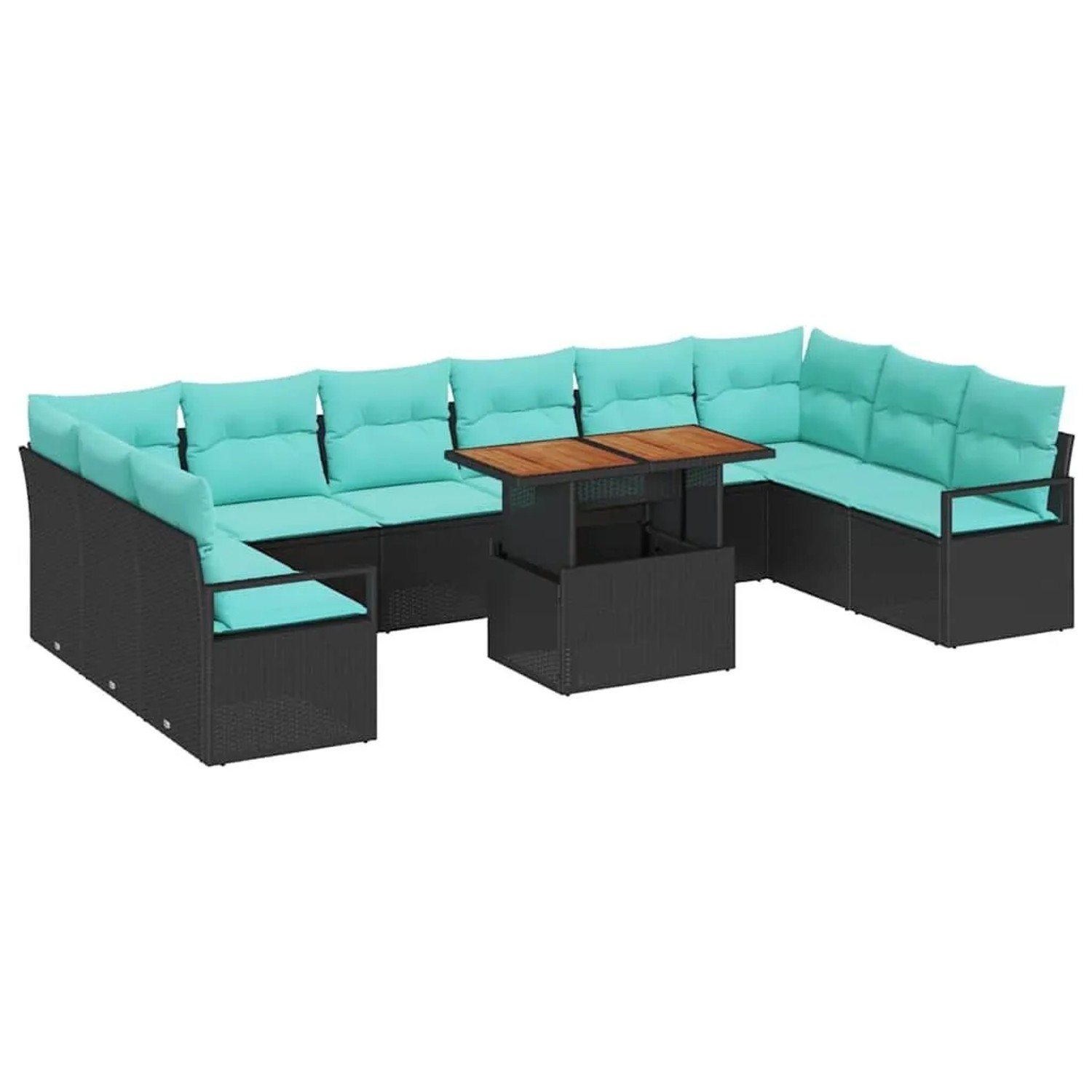 vidaXL Garten Essgruppe mit Kissen 11-Tlg Schwarz und Teal 3349766