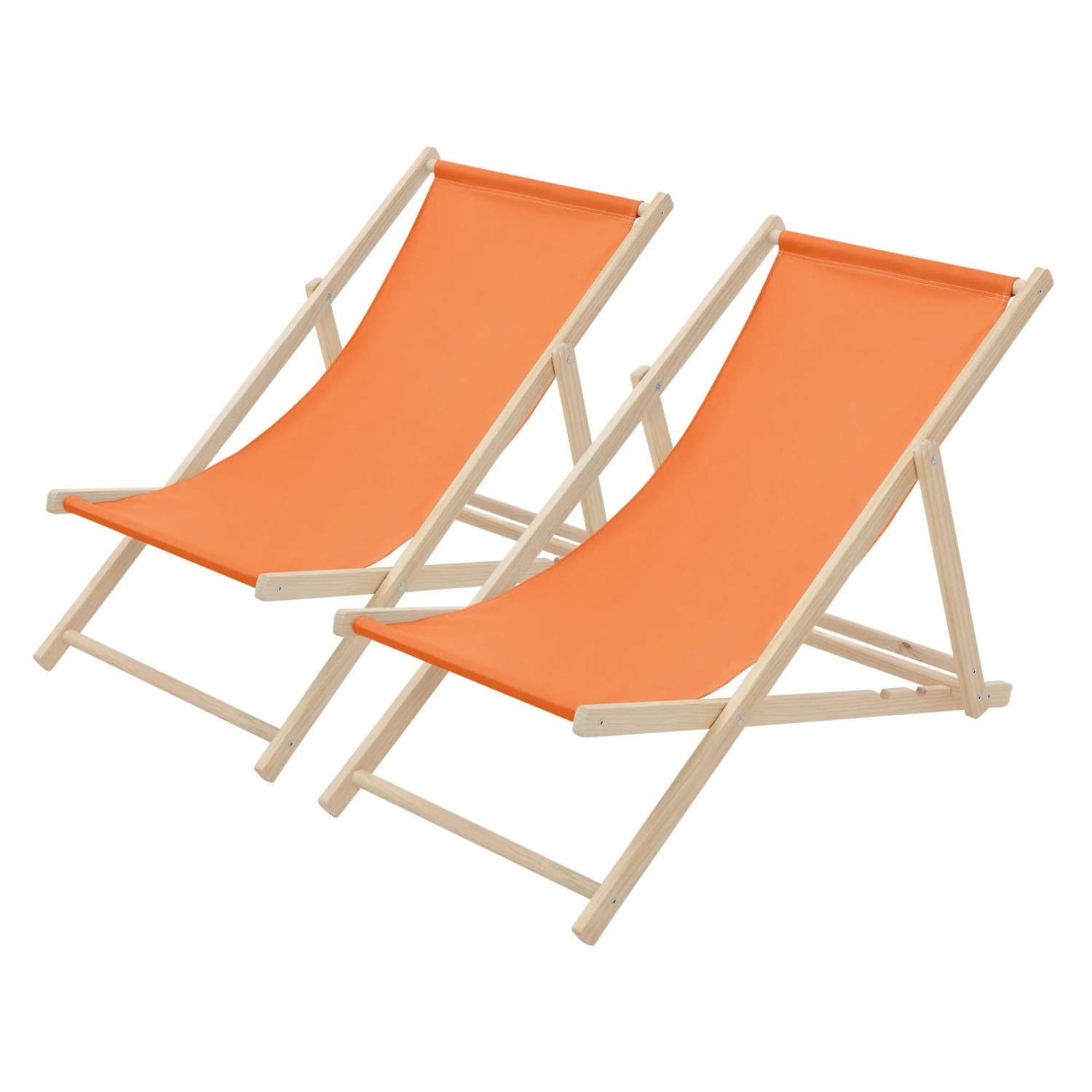 ECD Germany Liegestuhl 2Er Set Klappbar Orange aus Holz