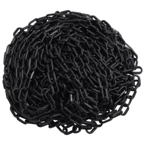 Schwarze DELUKE Absperrkette, 30m Kunststoff Warnkette, Gliederkette für Absperrungen.