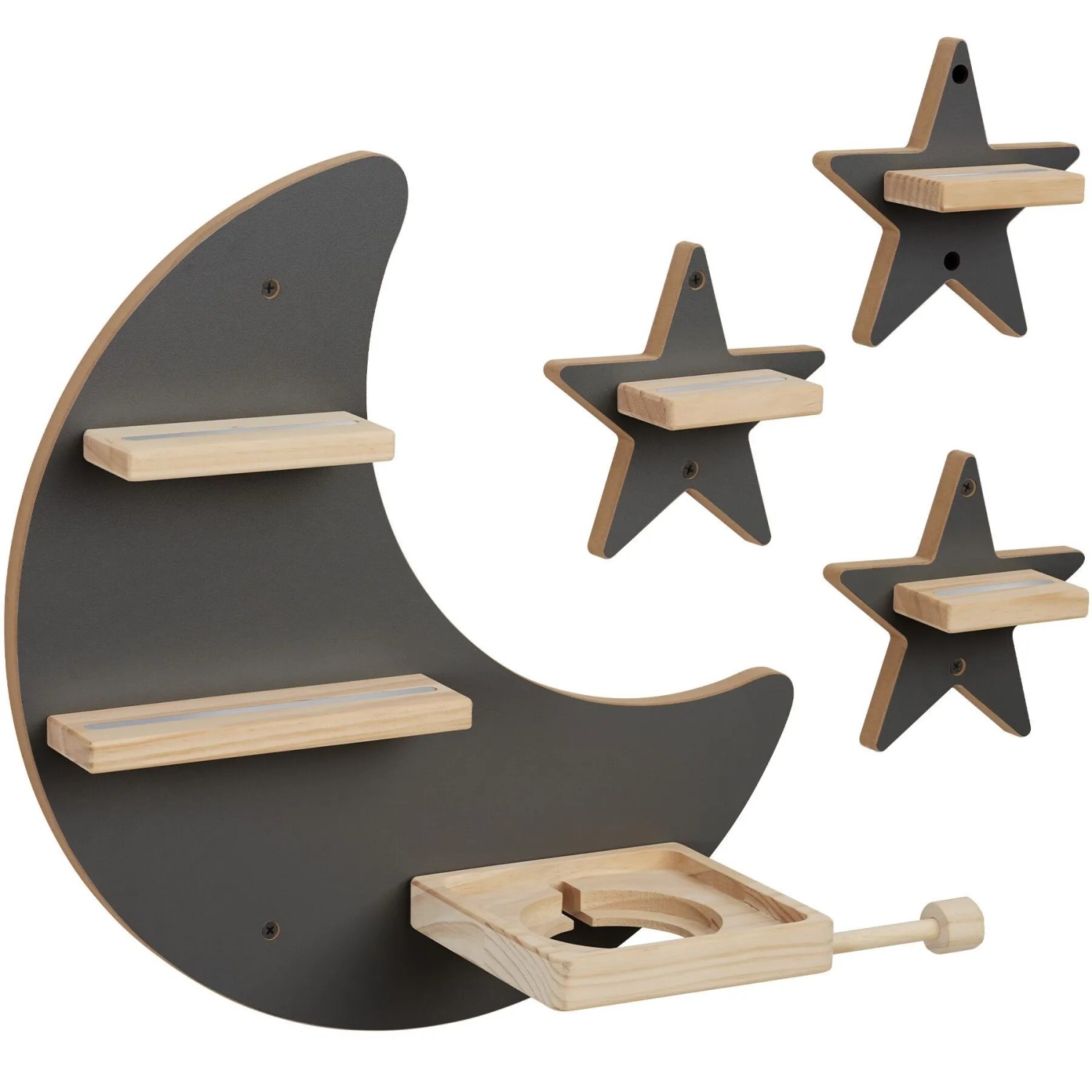Tectake Tonie Regal Mylittlestory Star Für Bis Zu 25 Tonies  Passend Für Toniebox 1 und 2 Mond und 3 Sterne  Metallstreifen Für Magnetischen Halt  16