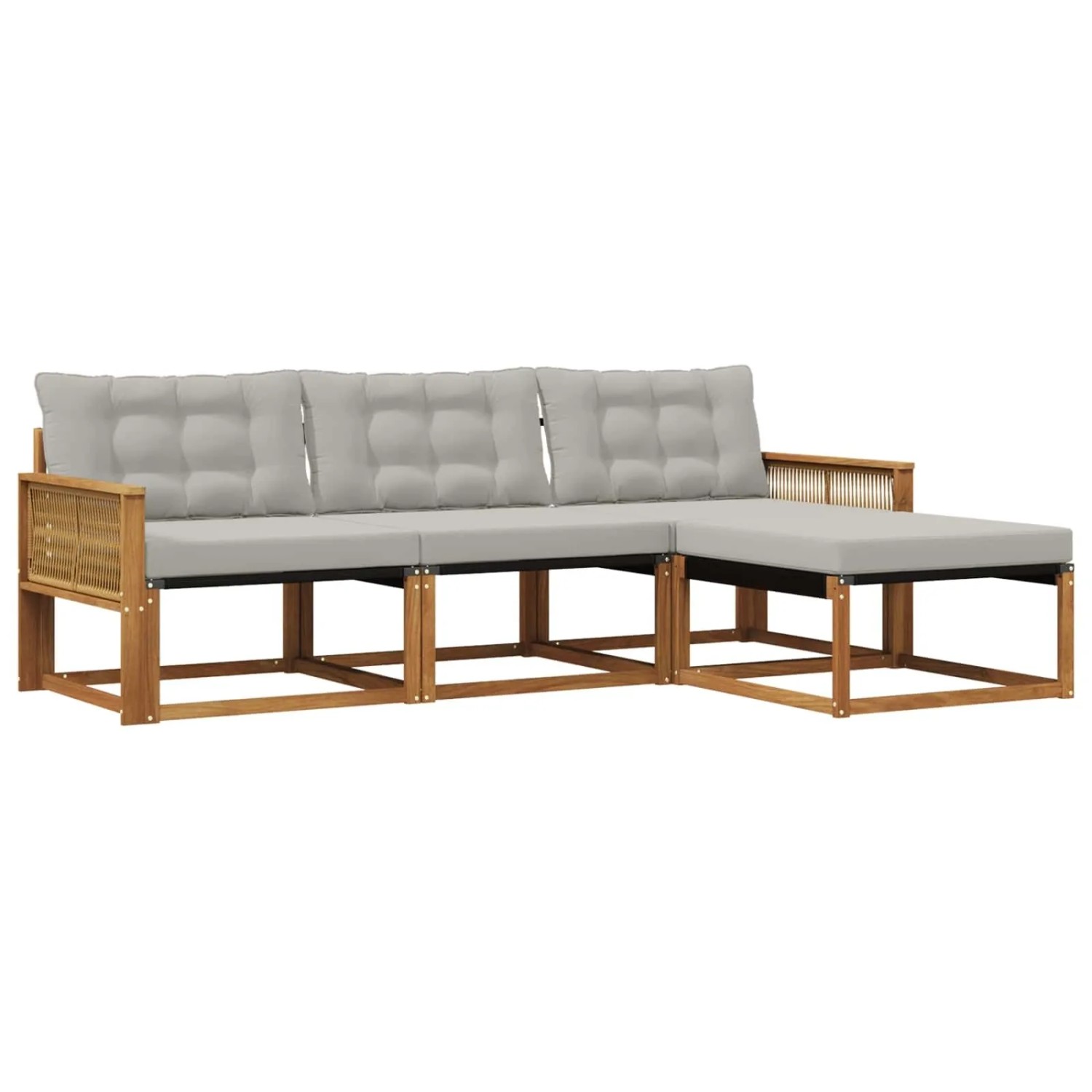 vidaXL Outdoor-Sofagarnitur mit Kissen 4 Stk Natur und Hellgrau 3381347