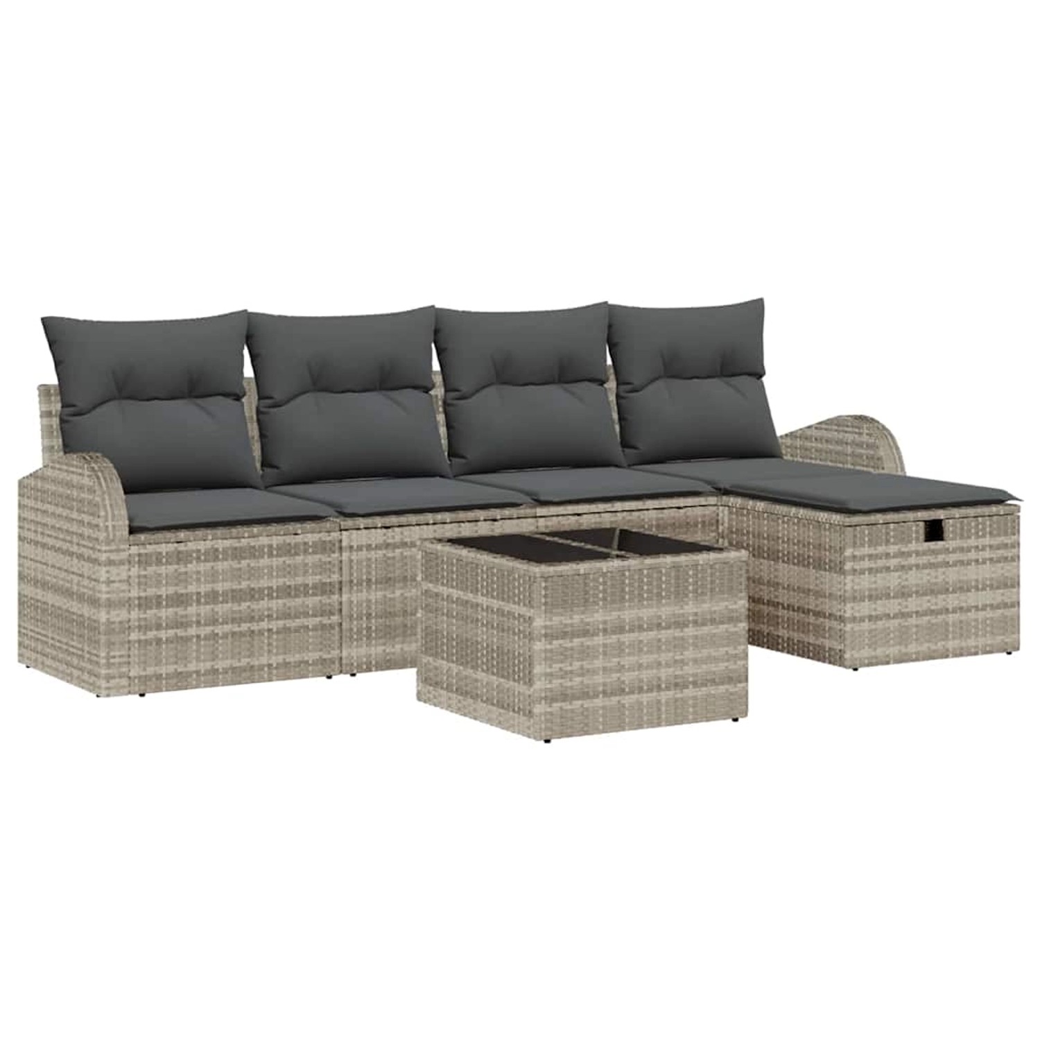 vidaXL Garten-Sofa-Set mit Kissen 6-Tlg Hellgrau Poly Rattan 3360403 günstig online kaufen