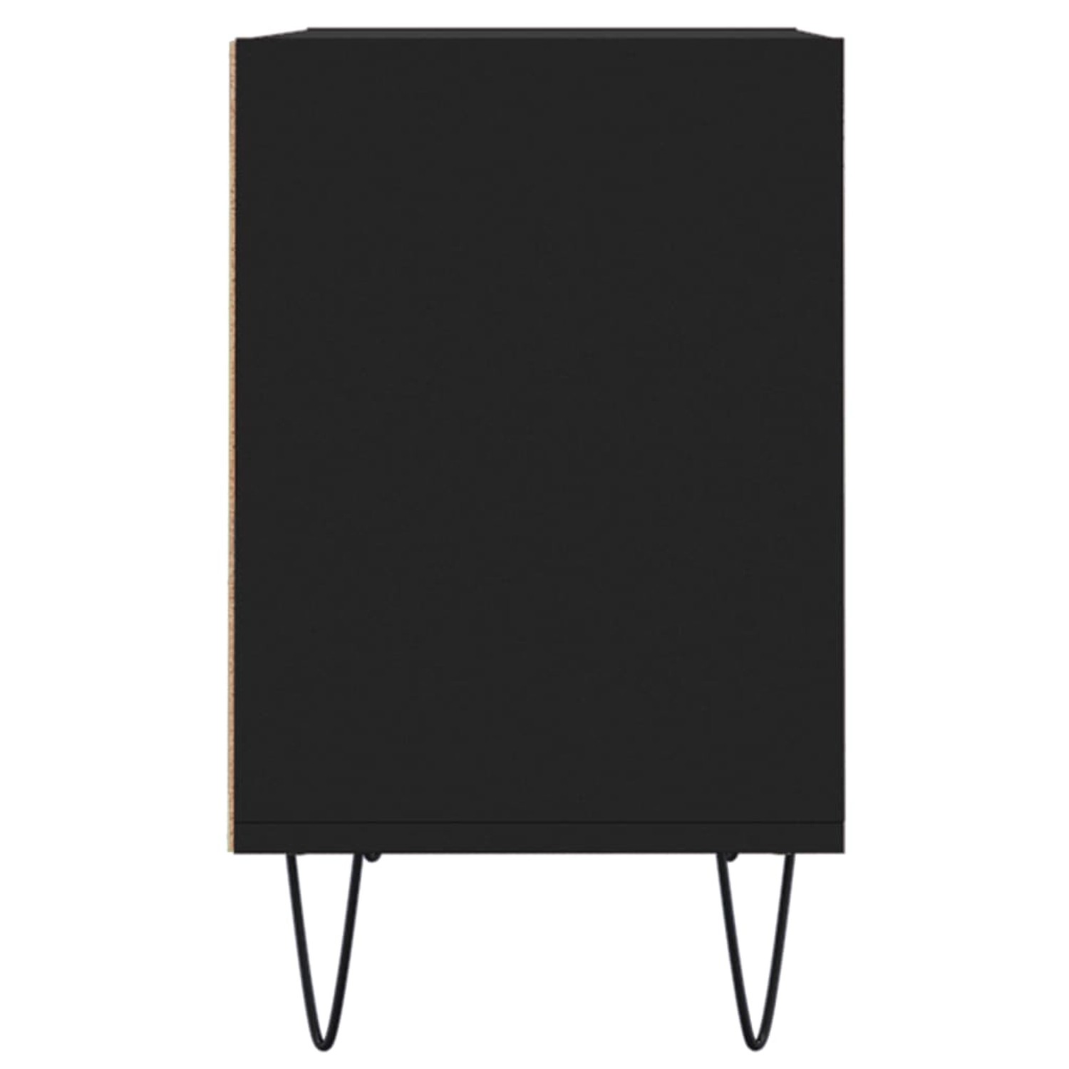 Schwarzer VidaXL TV-Schrank (69,5x30x50 cm) aus Holzwerkstoff mit Metallbeinen.