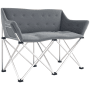 Outsunny Campingstuhl Metall Oxfordstoff Grau 120L x 57B x 95H cm