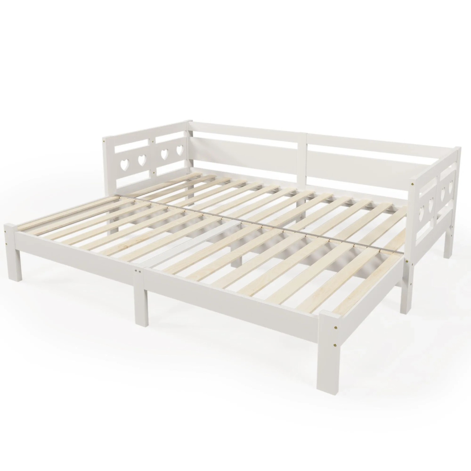 okwish Tagesbett 90 x 200 cm mit Ausziehbett Kinderzimmer Weiß ohne Matratze